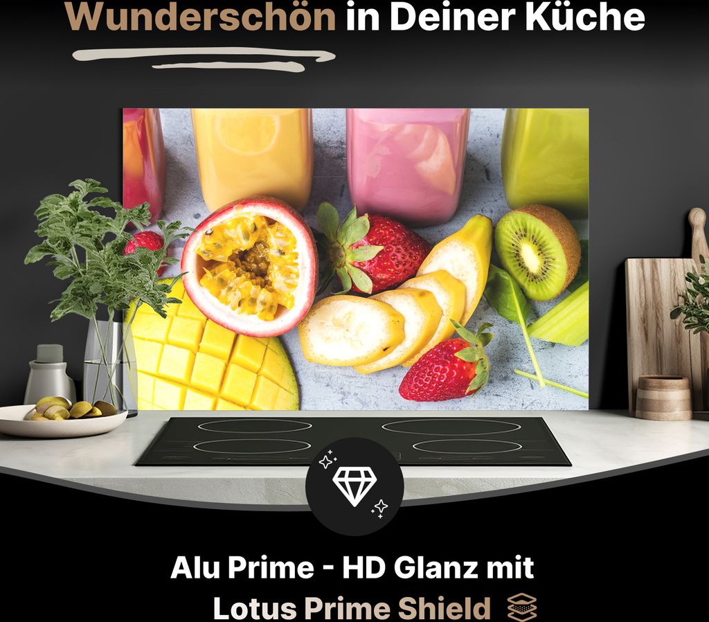 Spritzschutz Küchenrückwand aus Aluminiumverbund Glanz - 3mm - 90x60 cm - Smoothie aus Obst & Gemüse