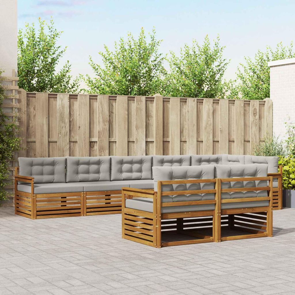 (Robust Möbel)Outdoor-Sofagarnitur - CLORIS - Balkonmöbe/Sitzgruppe - mit Kissen 25 pcs - Moderne Design - Natürlich und Hellgrau - Gartenso...