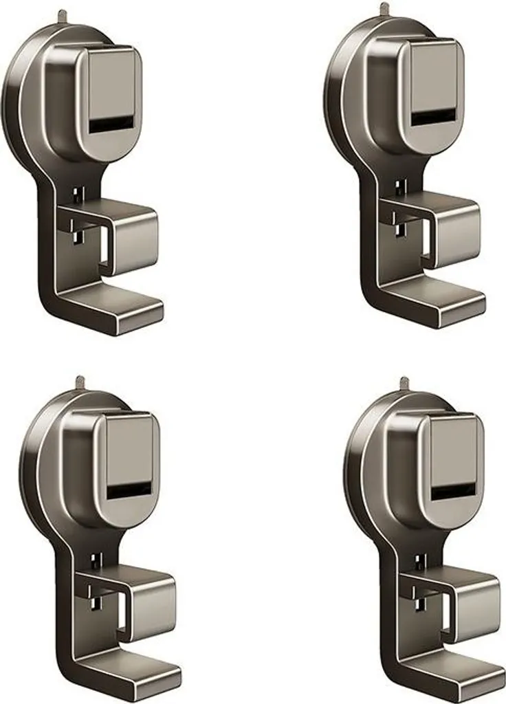 Set 4 Ganci Ventosa Potenti INF - Grigio Gunmetal Antiruggine senza Fori