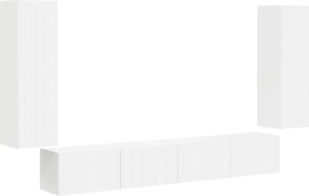 TV-Wandregal-Set Wandmontiert 4 pcs Weiß Holzwerkstoff