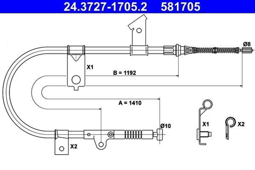 Câble de frein à main Nissan Micra II K11 pour réparation système freinage