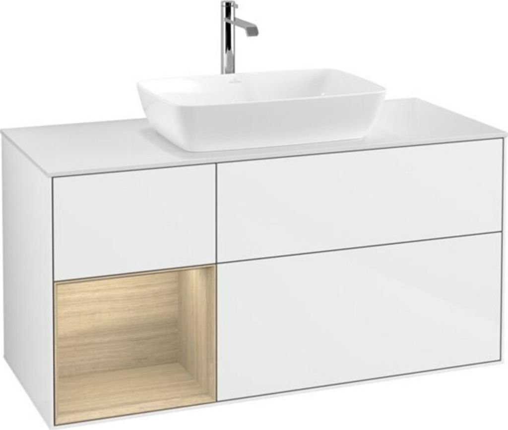 V&B Waschtischunterschrank Finion 120cm, Pl wh. m, Reg Oa ven, glo wh. Lac