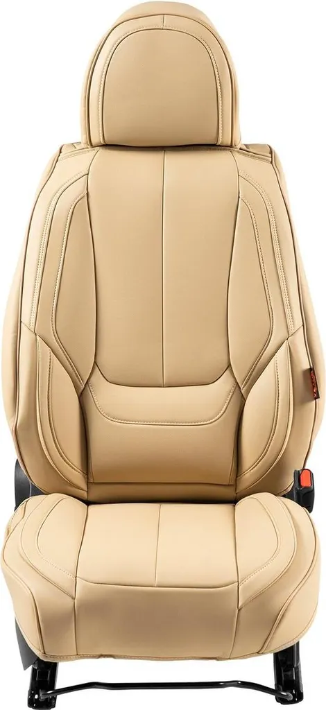 Housses de siège universelles en simili cuir beige - Pack de 6 pièces