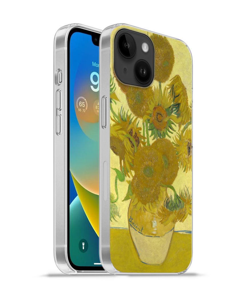 MuchoWow Handyhülle Schutzhülle Hülle für Apple iPhone 14 - Softcase Sonnenblumen - Vincent van Gogh Silikon Softcase Handy Hülle - Mobiltel...