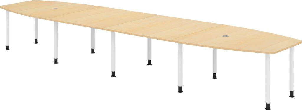 bümö Konferenztisch XXL KT52 - Nachbildung Ahorn, tischfuss: Füße in Weiß