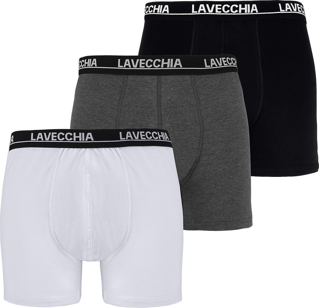 Übergrössen Dreierpack Top Herren Boxershorts Lavecchia Grau, Schwarz, Weiß 8XL