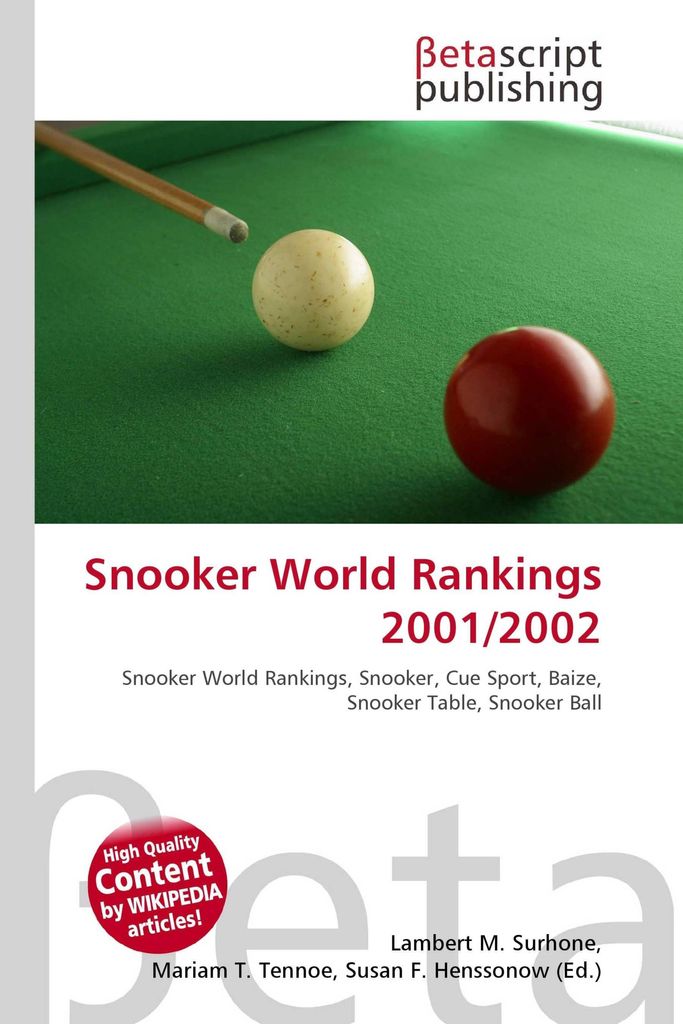 Snooker World Rankings 2001/2002