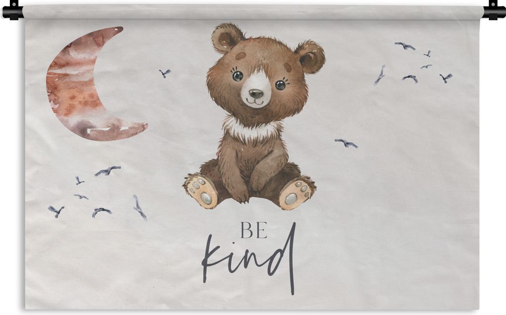 MuchoWow Wandteppich Wandbehang Sprichwörter - Kind sein - Kinder - Teddybär - Aquarell 150x100 cm Tapisserie Dekoration Wandtuch - Waschbar - ...