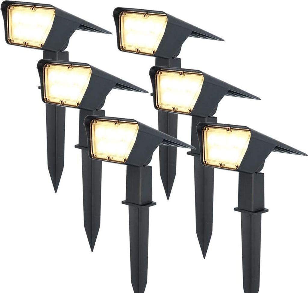 hoftronic 6x Odessa Solar Gartenstrahler 2W 300lm 3000K IP65 Schwarz