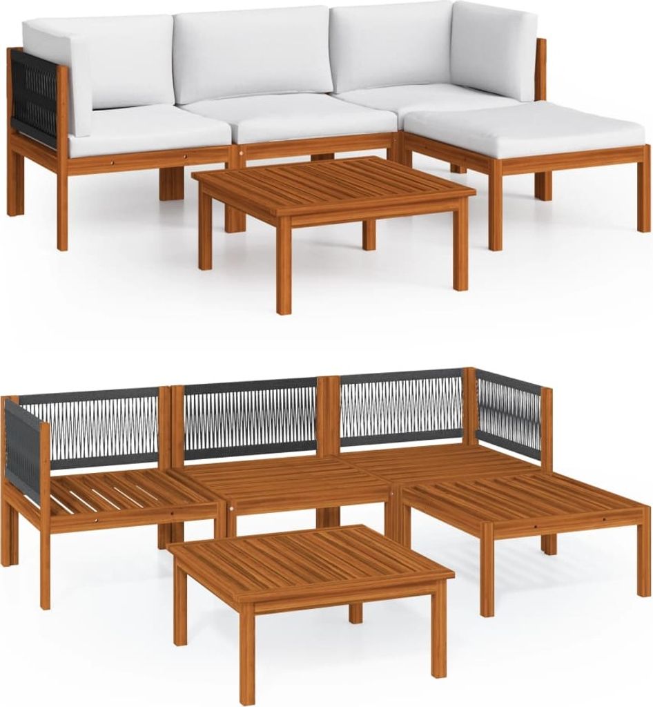vidaXL 5-tlg. Garten-Lounge-Set mit Kissen Cremefarbenes Produktbild 