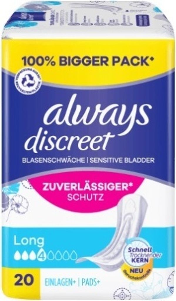 Always Discreet, hygienické vložky, dlhé, 20 kusov Obrázok produktu 
