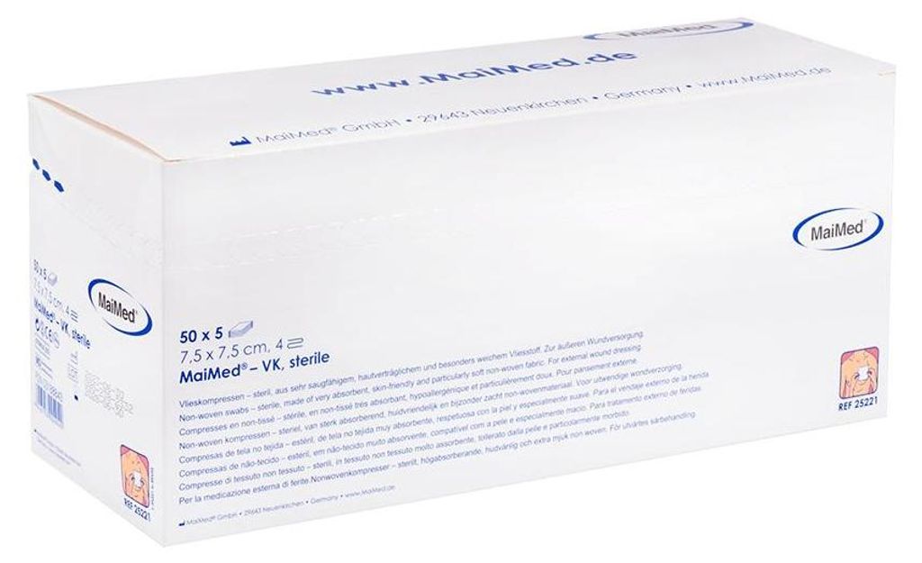 MaiMed Vlieskompressen steril 4-fach 50 x 5 Stück 7,5 x 7,5 cm
