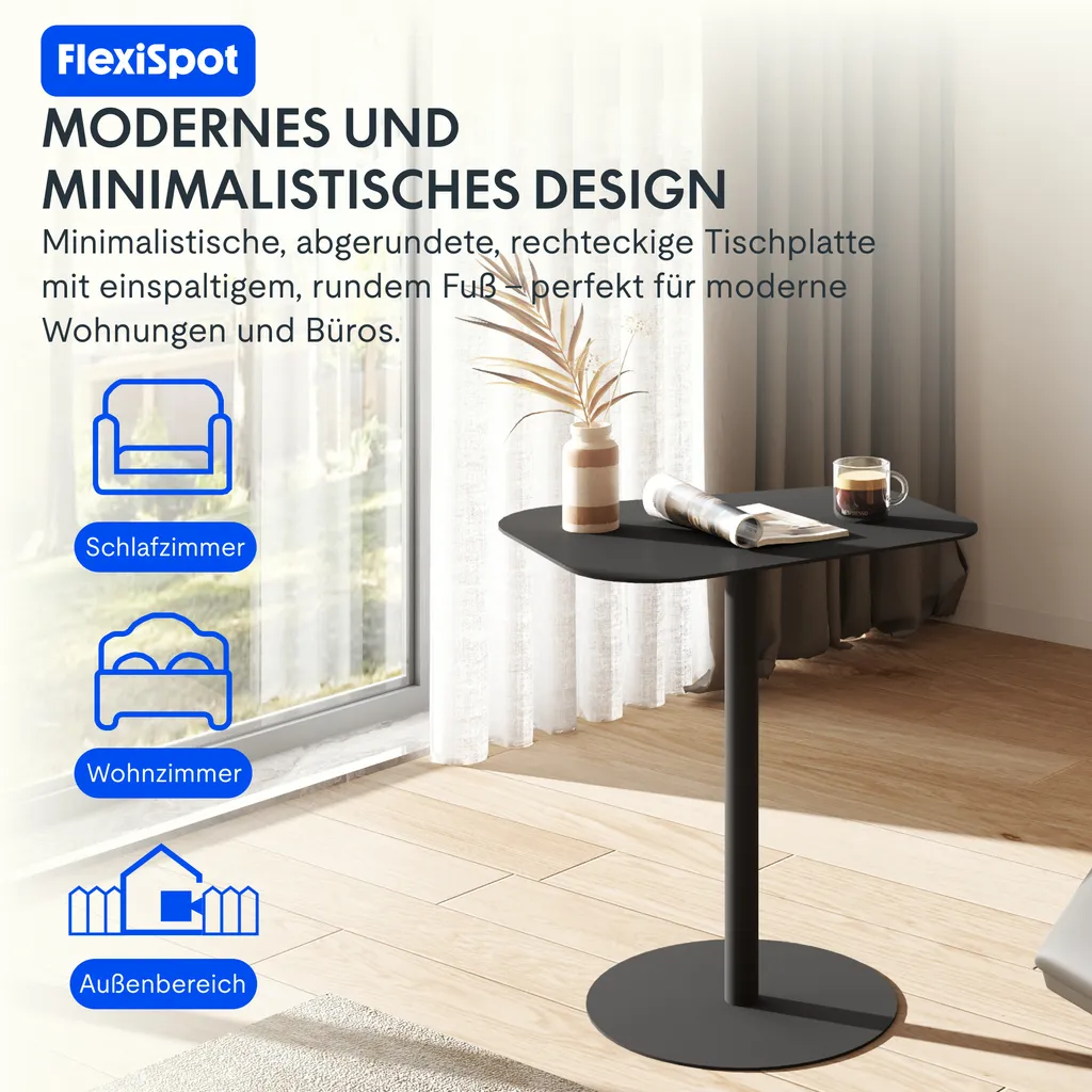 FLEXISPOT Table d'appoint Canapé Noire 50x38x65cm en Acier Robuste - 4