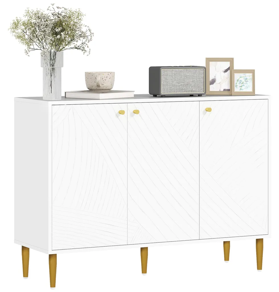 Gagnez de la place : buffet blanc compact 3 portes étagères mobiles
