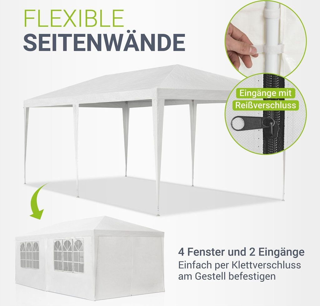 Juskys Partyzelt 3x6 m Weiß mit Dach & Seitenwänden - 18 m² Produktbild 5
