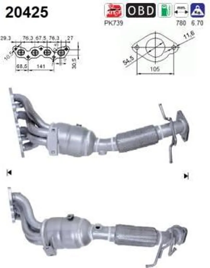 Pot catalytique pour Ford Focus et Volvo C30 S40 V50 essence