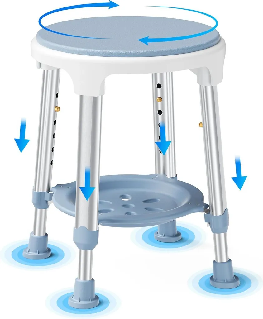 Chaise de douche avec assise rembourrée et pivotante - Structure Pro