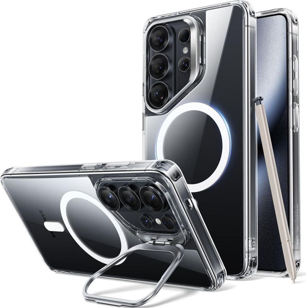 Handyhülle für Galaxy S26 Ultra, ESR Classic Hybrid Kickstand mit MagSafe, Transparent und Silbern
