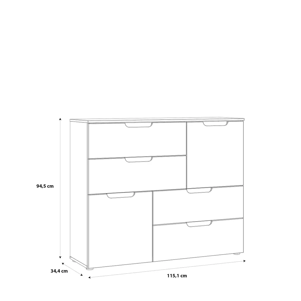 Commode SIENNA blanche laquée 115x95 cm - Buffet haut brillant déco