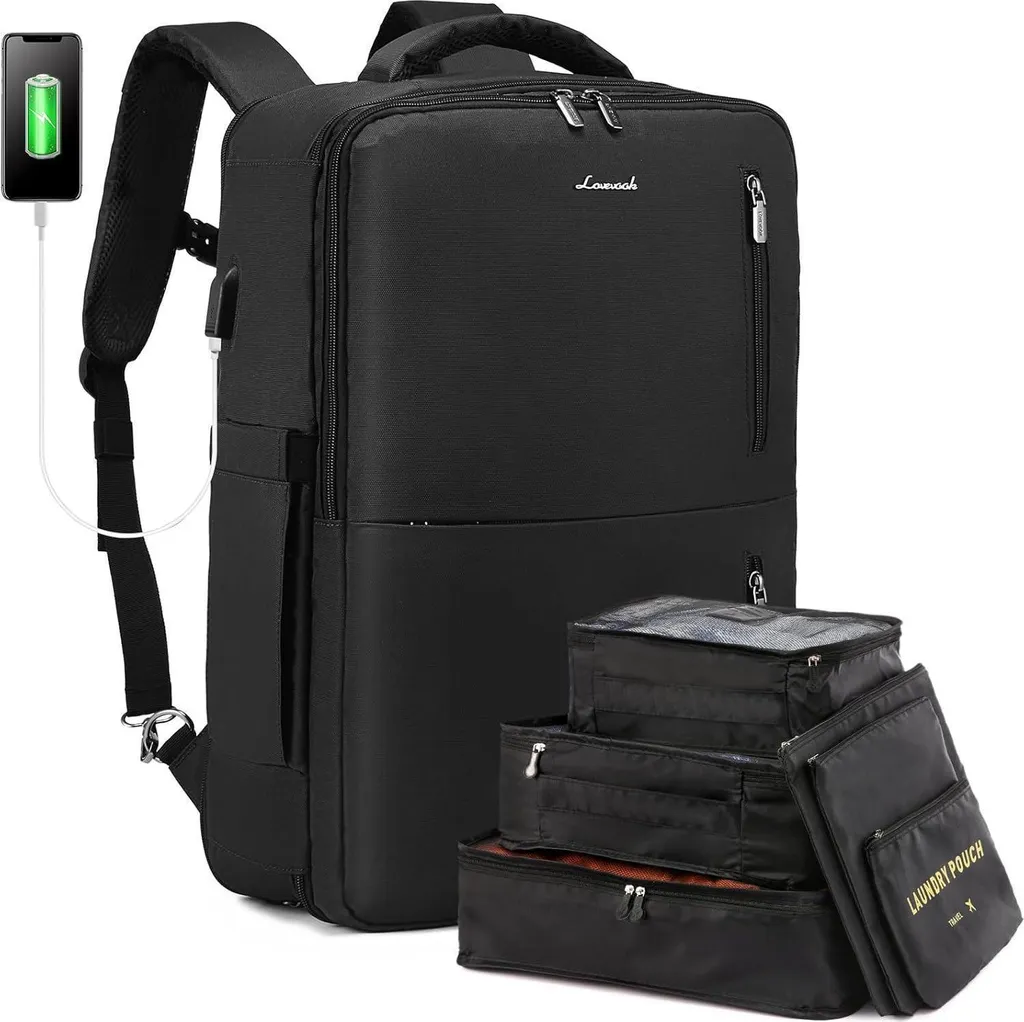Sac à dos voyage cabine avion 40L noir idéal pour déplacements 17 pouces