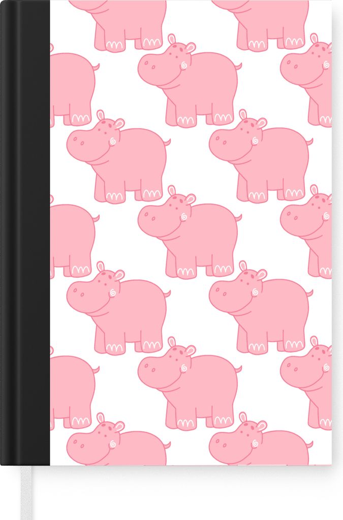 MuchoWow Notizbuch Tagebuch Haushaltsbuch Notebook A5 Nilpferd - Rosa - Mädchen - Kind - Muster - Notizblock - Notizheft - Notebook - Schreibblo...
