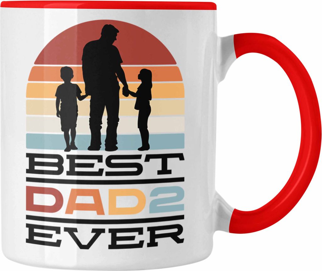 Trendation - Stiefvater Tasse Geschenk für Stiefpapa Kaffee-Becher Geschenkidee Vatertag Geburtstag Weihnachten Bonus-Papa (Rot)