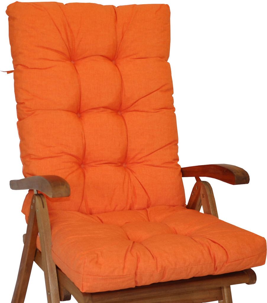 Polster für Gartenstuhl , Hochlehner Auflage Sylva , Gr. 120 x 50 cm , Colore Arancione (orange)