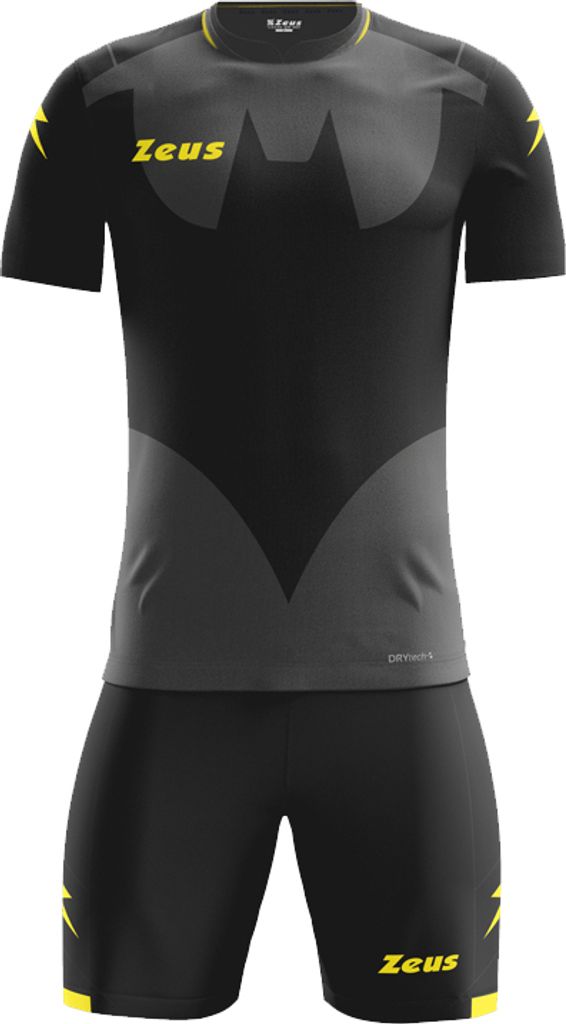 XS 146-152 |Zeus Kit Hero Trikot-Set mit Shorts schwarz grau