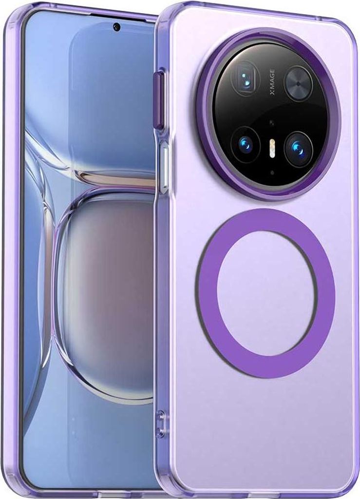 Magnetisch Hülle für Huawei Mate 70, Schlank Durchscheinend Matt Stoßfest Handyhülle Lila