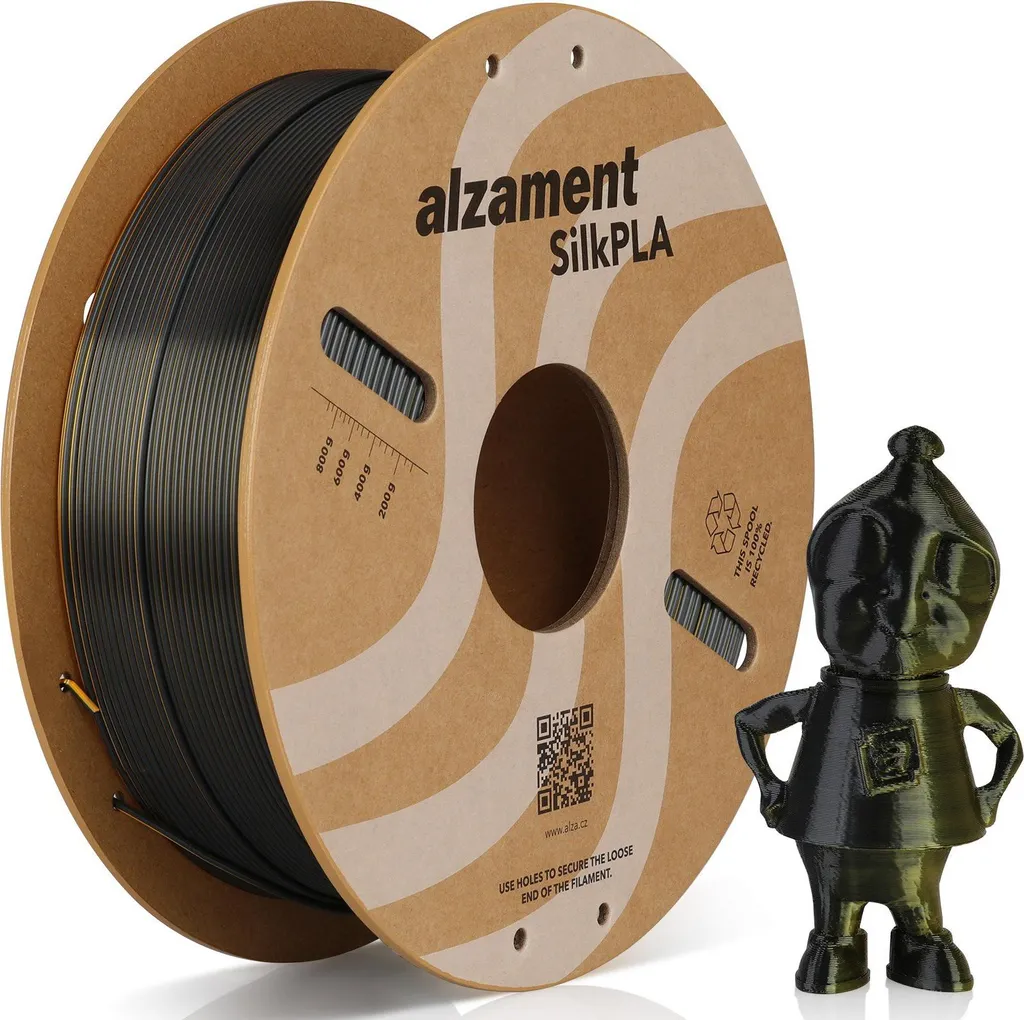 Filament PLA Silk Bicolore Noir-Or 1kg : Finition Lisse sans Stries 3D