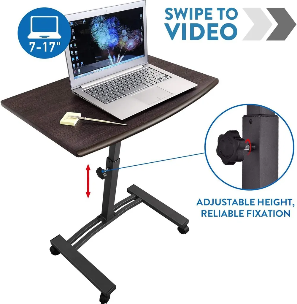 Support Ordinateur Portable à Roulettes et Bureau Mobile Inclinable