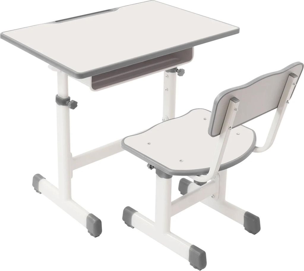 Kinderschreibtisch mit Stuhl - Schreibtisch-Set - Höhenverstellbarer Stuhl 36–42 cm - Tischplatte 70×50 cm - Stahlrahmen - Öko-Platte - Tragkr...