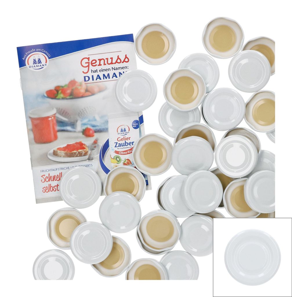 50er Deckelset TO43 Weiß Deckel Sturzgläser Rundrand Produktbild 