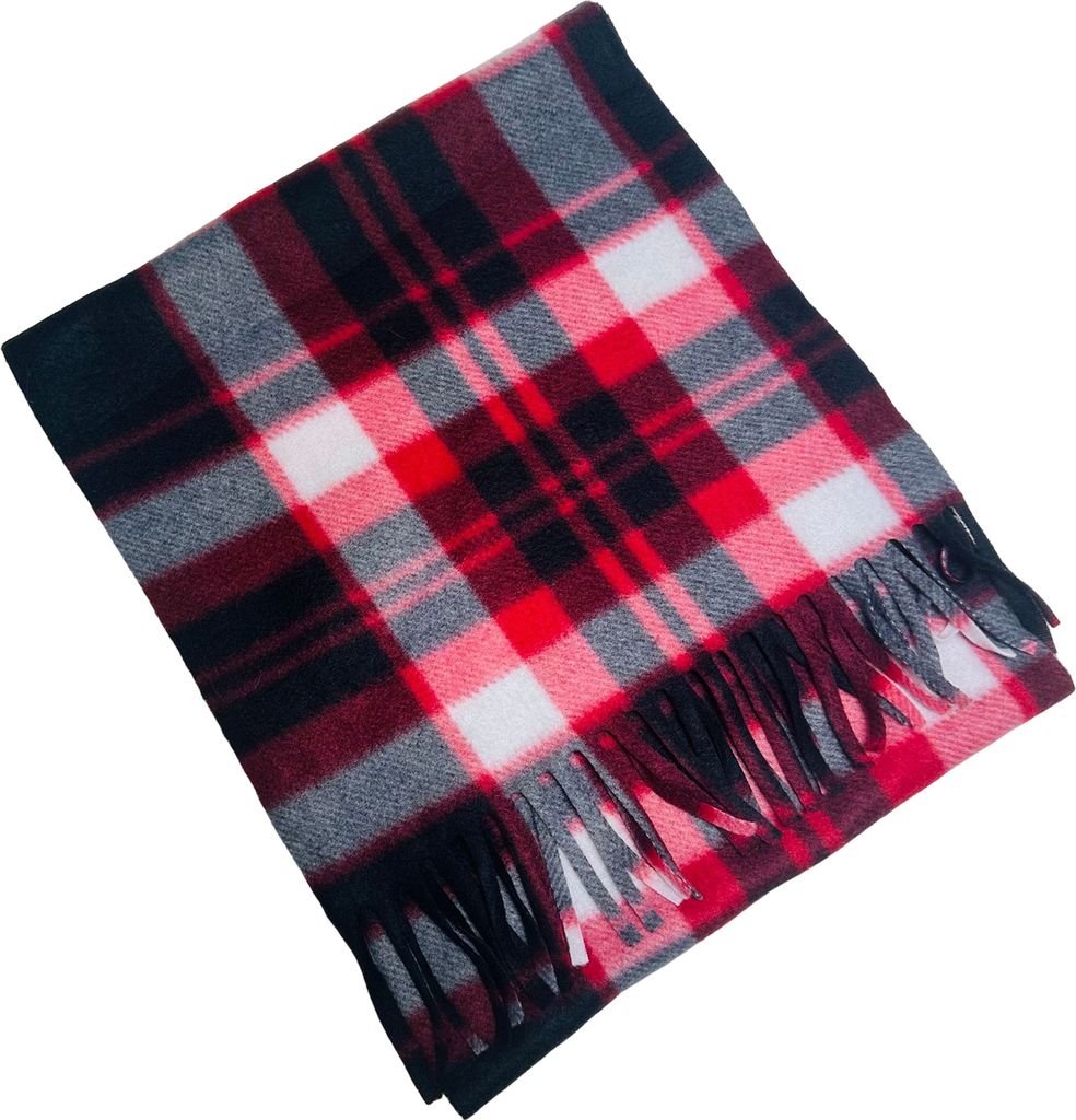 Doppelseitiger Samtschal mit Karomuster für Erwachsene, Herbst-Winter-Schal mit Quasten, warmer Schal für Damen und Herren