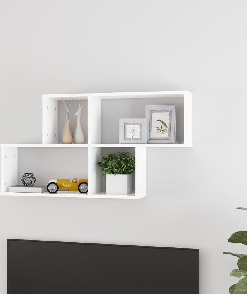 The Living Store Wandregal Weiß 100x18x53 cm Holzwerkstoff