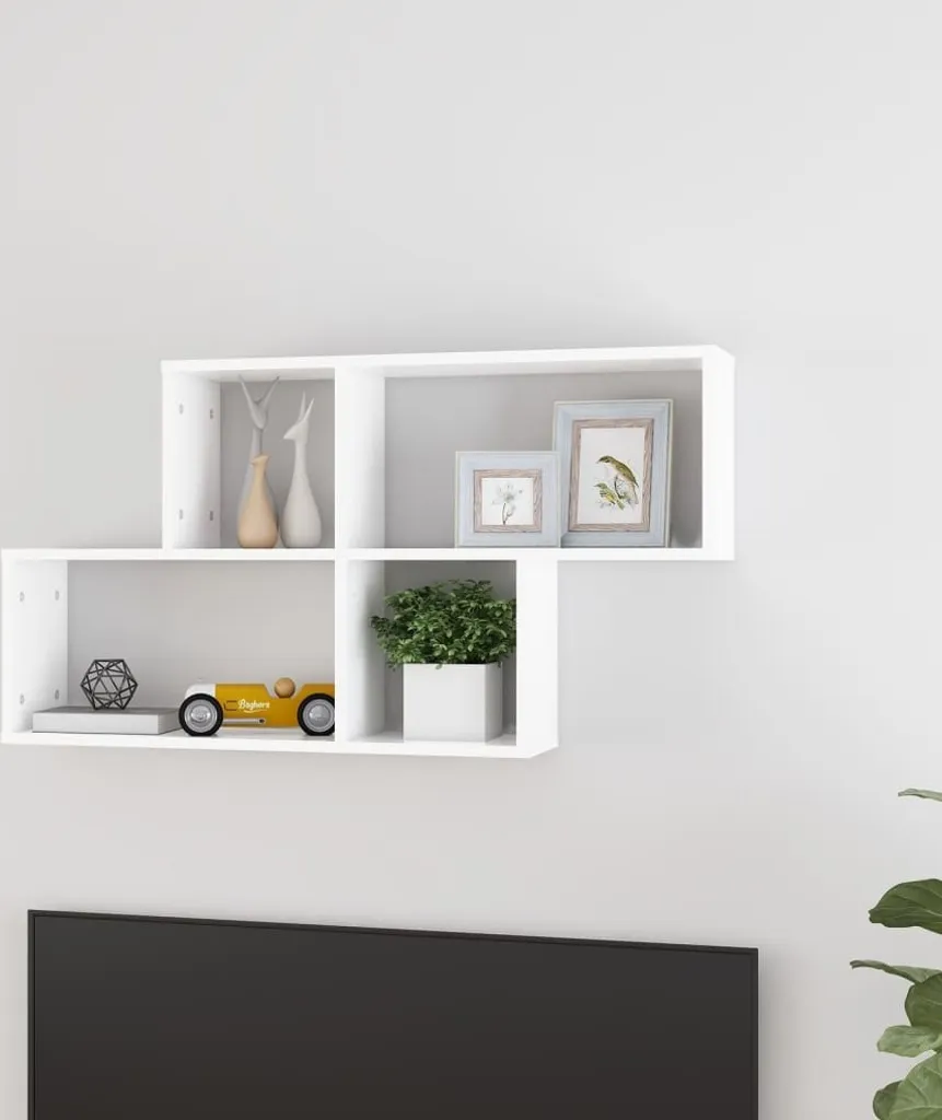 Erzekrim Scaffale in legno per casa di gnomi, decorazione da parete, stile nostalgico, vetrina con piccola casa in legno, struttura in legno, minimalista per soggiorno, ufficio (bianco