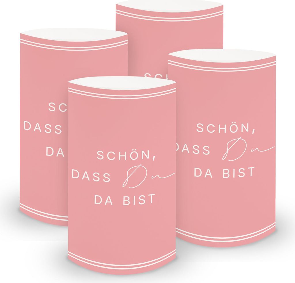 ITENGA 6x Windlichter Schön dass du da bist V3 rosa