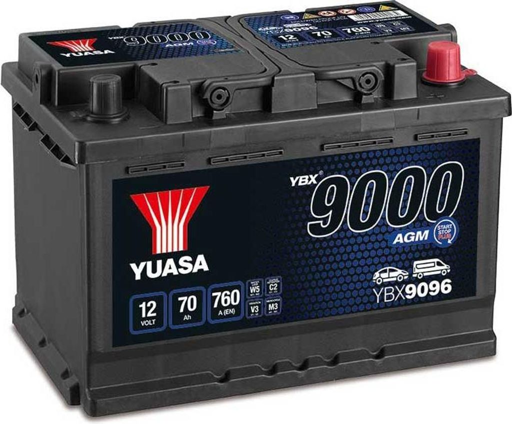 YUASA YBX9000 Starterbatterie 12V 70Ah 760A/EN L3 für Auto Produktbild 