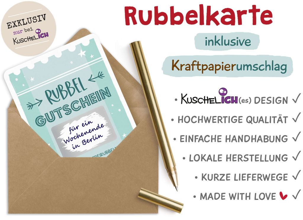 Rubbelkarte Für Überraschungsreisen | Personalisierte Bordkarte Mit Herz-Aufkleber, Inkl. Umschlag, Geschenkidee