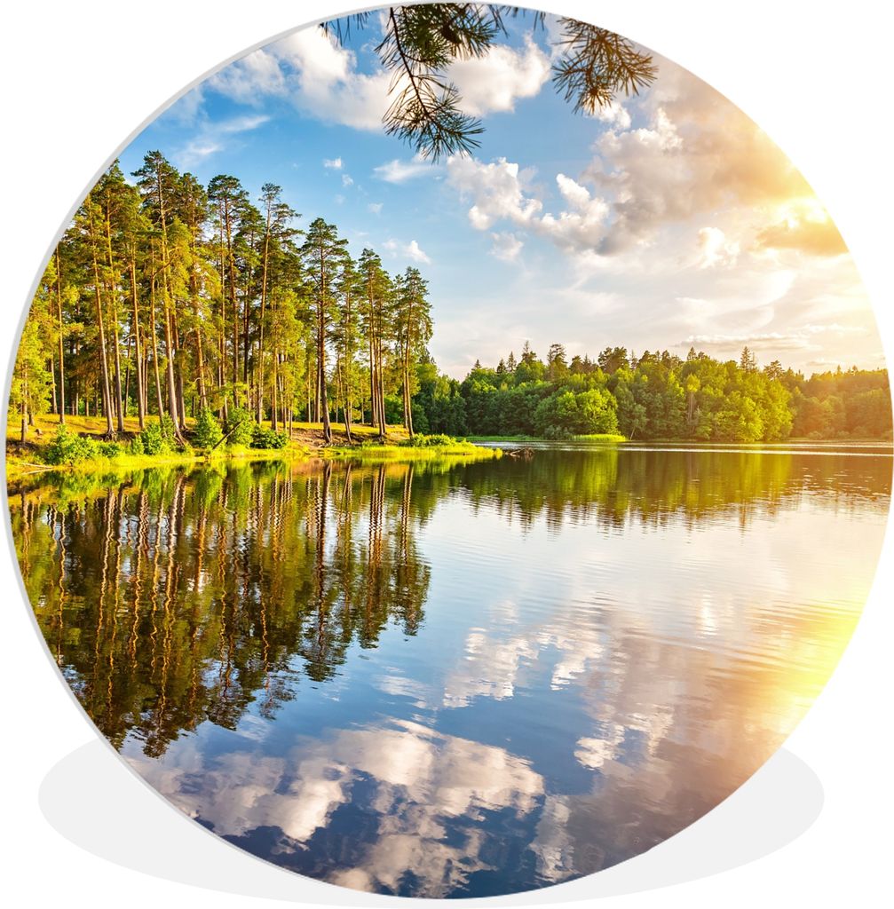MuchoWow Rundes Wandbild - Runde Bilder Wasser - Bäume - Natur Ø 90 cm Kreis Wanddekoration Kunststoff - Wandkreis - Wandschmuck - Wand-Kreis -...