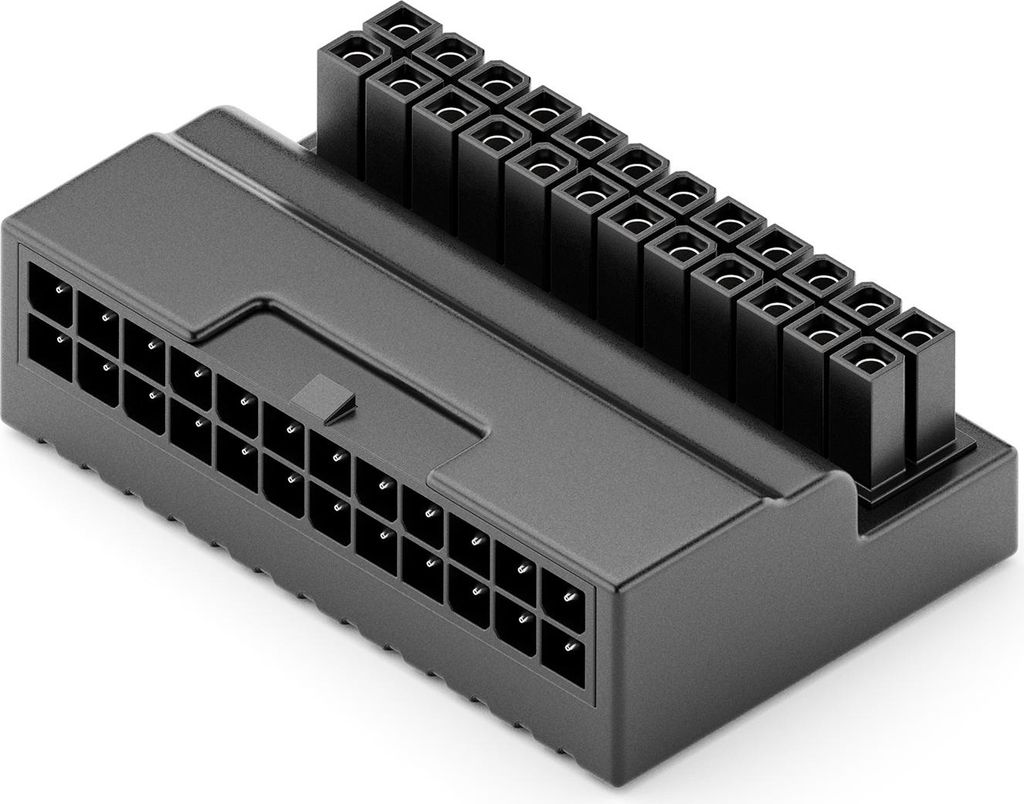 deleyCON ATX 24 Pin Winkel Adapter 90 Grad Power Strom Adapter für PC, Computer, Netzteil, Gaming Streaming PC, ATX-Mainboard