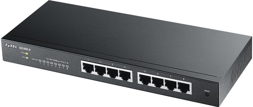 Zyxel Switch  8x GbE GS1900-8  smart switch,desktop,fanless Immagine del prodotto 