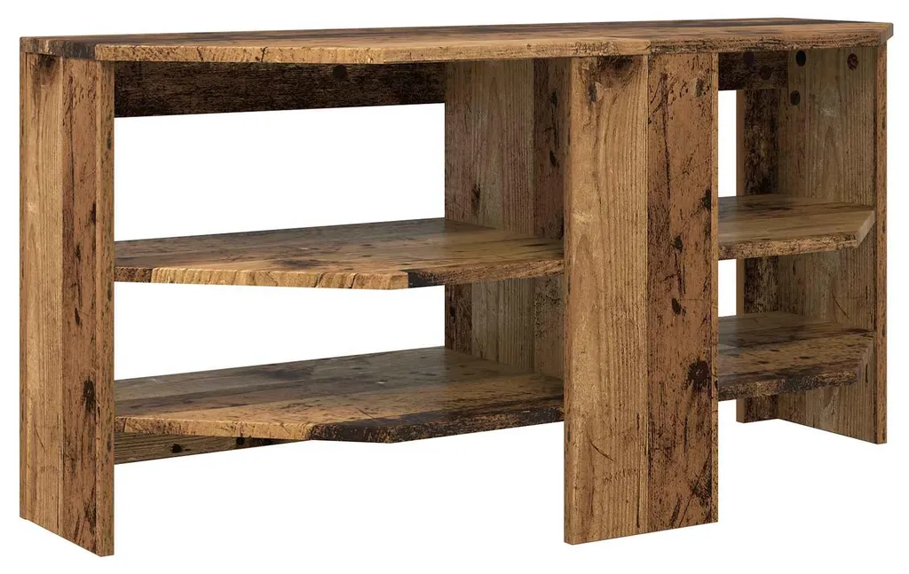 Meuble TV d'angle en bois ancien rustique de dimension 102x40cm