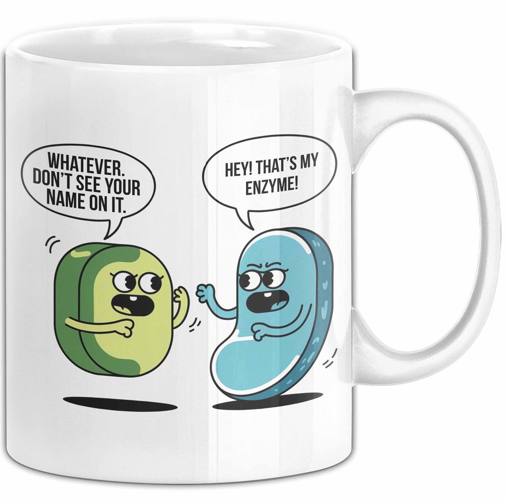 Biologielehrer Unterricht Tasse Geschenk Lustige Geschenkidee Spruch Hey Das Ist Mein Enzym (Weiß)