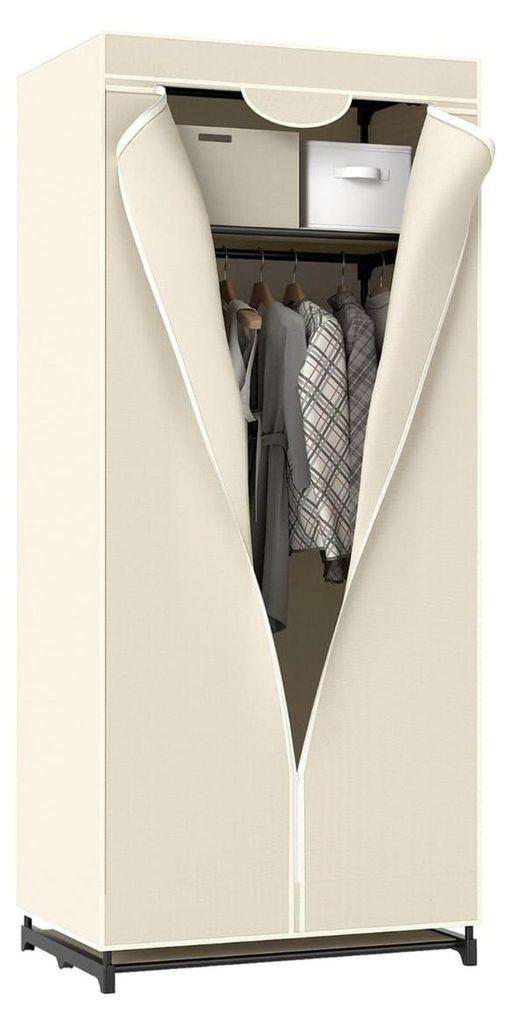 Stoffkleiderschrank mit Kleiderstange und Regalböden, Produktbild 