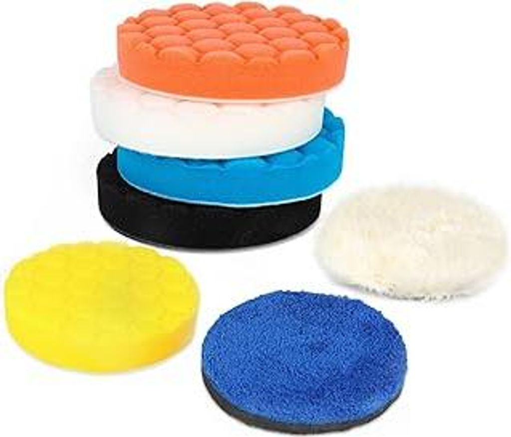 7tlg Polierpads 125mm Polierschwamm Wachs Schwämme Auto Polierschwämme Polierpad Polieren Pad Polierwatte Polierschaum Set für 125mm Exzenter Po...