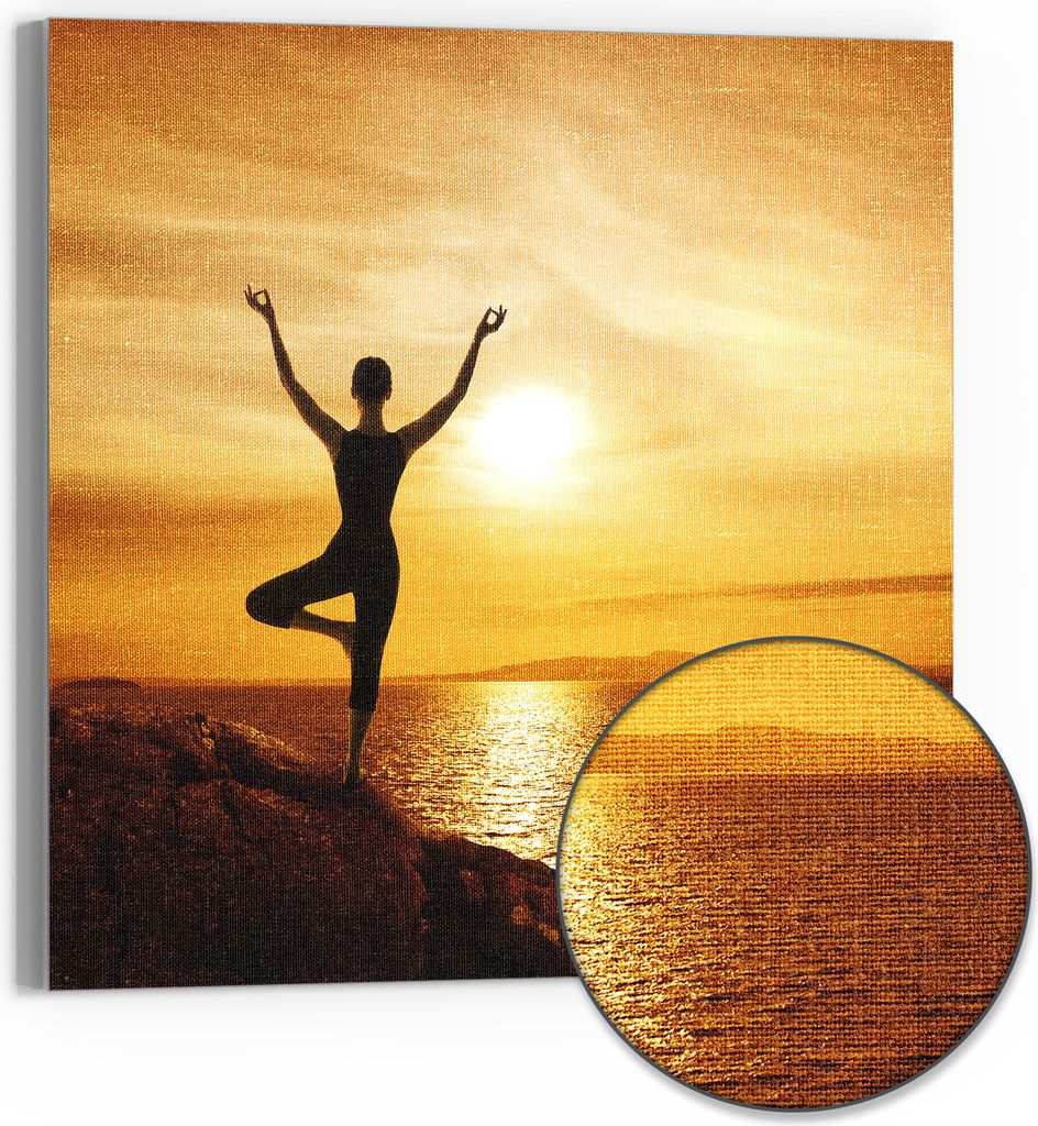 DEQORI Hybrid Leinwand Bild 50x50 cm 'Balance im Abendlicht' Wandbild Glas flach modern
