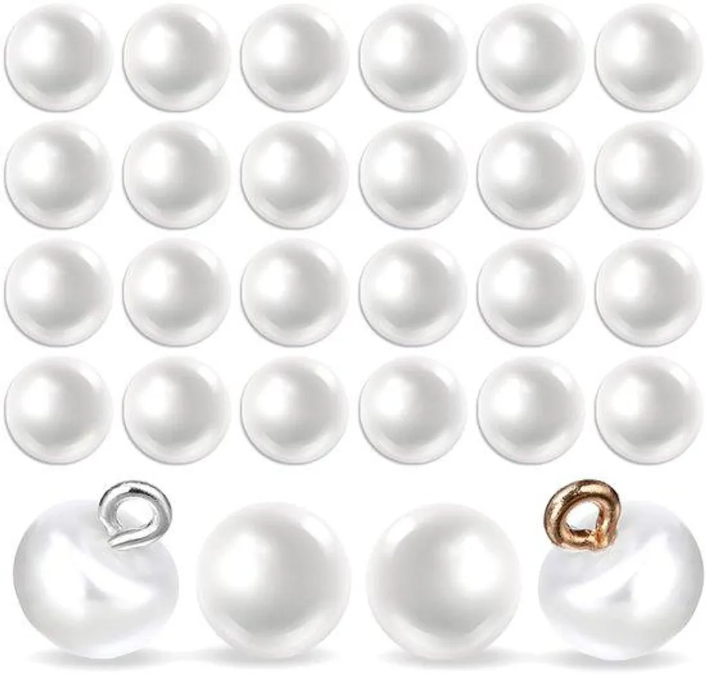 Lot de 80 boutons en perles blanches 10mm pour couture créative et DIY