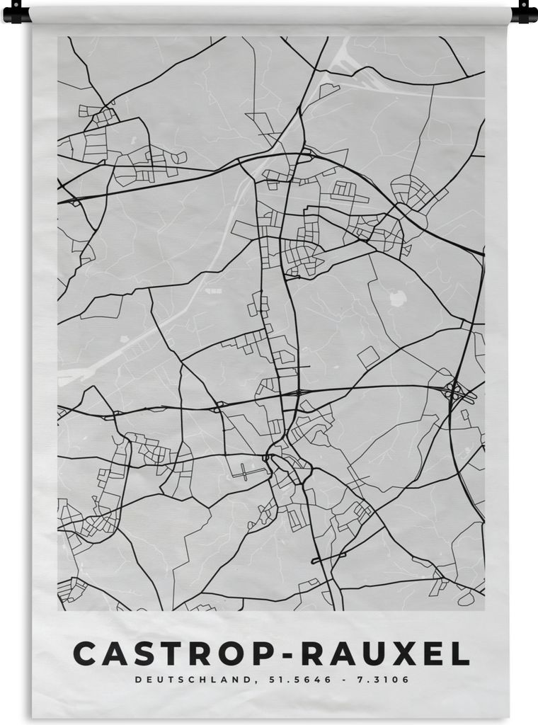 MuchoWow Wandteppich Wandbehang Stadtplan - Deutschland - Karte - Castrop-Rauxel - Karte 120x180 cm Tapisserie Dekoration Wandtuch - Schlafzimmer...