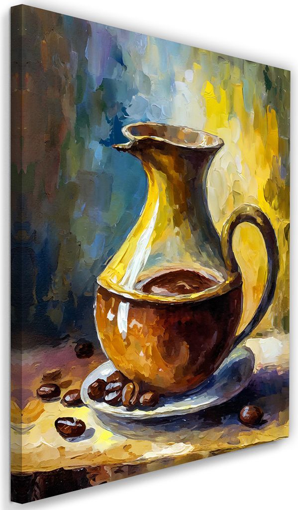 Leinwandbild Kaffee Vintage 60x90 Feeby Gelb bild für die wand bereit zum aufhängen